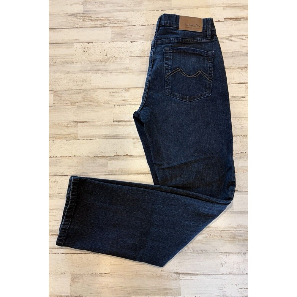 Urban Star Mens Straight Fit Dark Wash Blue Denim Jeans 30 x 32 western rodeo